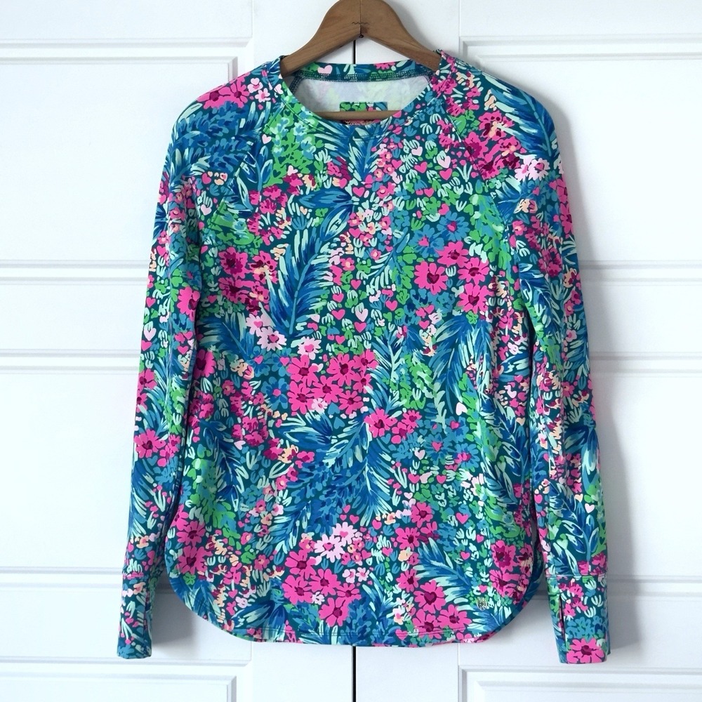 Lilly Pulitzer Luxletic Floral Top Womens XXS Colorful Athletic Blythe  Garden